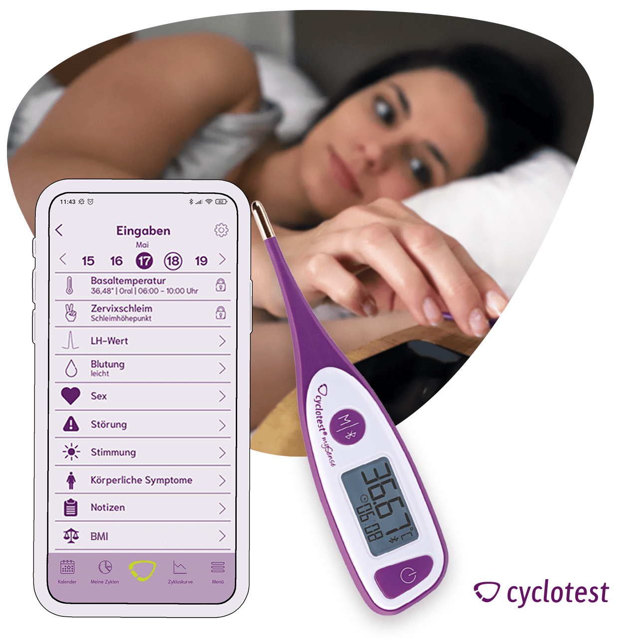 In die cyclotest mySense-App kannst Du viele Eisprung-Symptome eingeben.